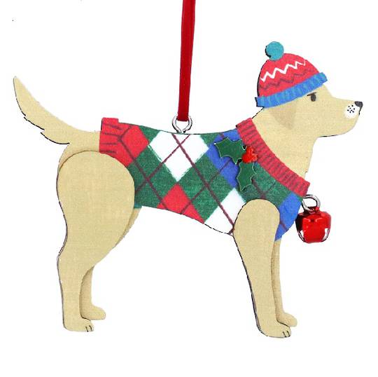 Wood Jolly Xmas Labrador Dog 7cm *ETA Nov